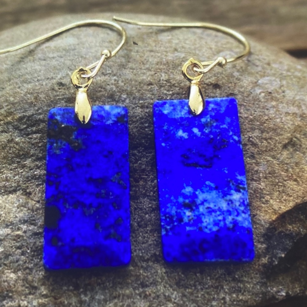 Vibrant Blue Rectangular Earrings
